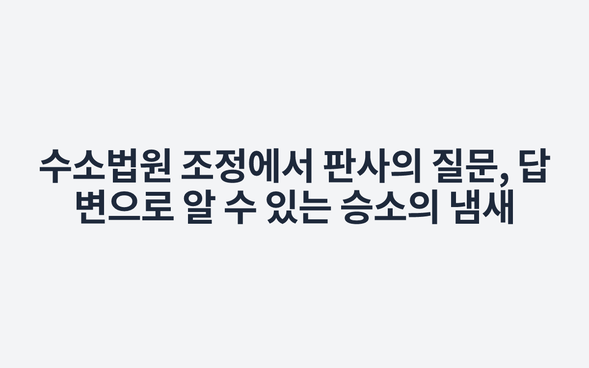 수소법원 조정에서 판사의 질문, 답변으로 알 수 있는 승소의 냄새